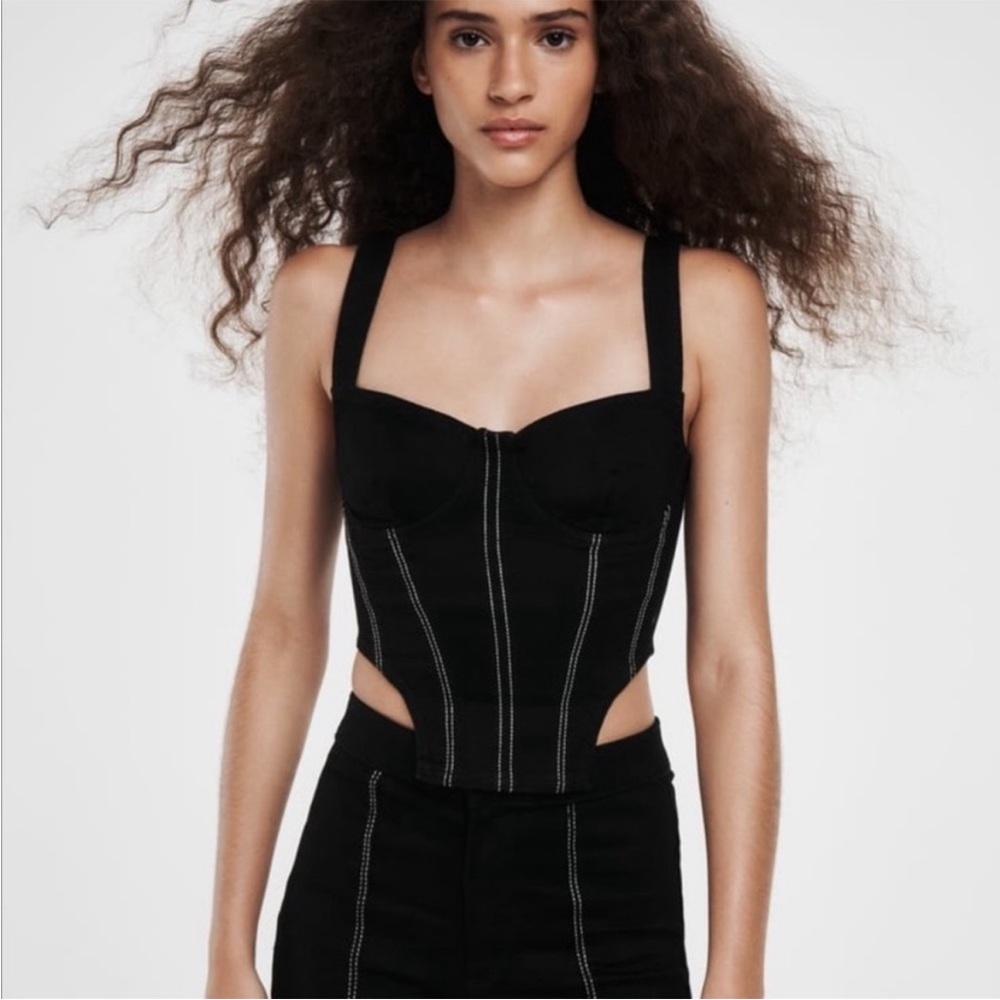 Zara Contrast Stitch Corset Top